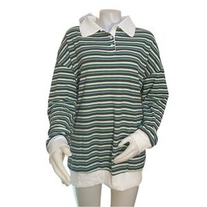 NWT Nenona Shirt Green Stripes sz L